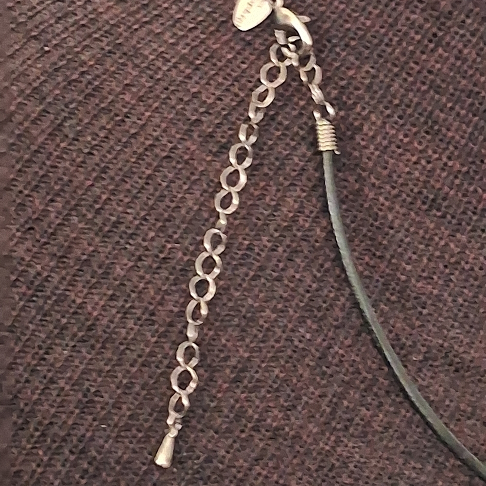 Lia Sophia Blue and Green Pendant Necklace On Black Cord - Picture 7 of 11